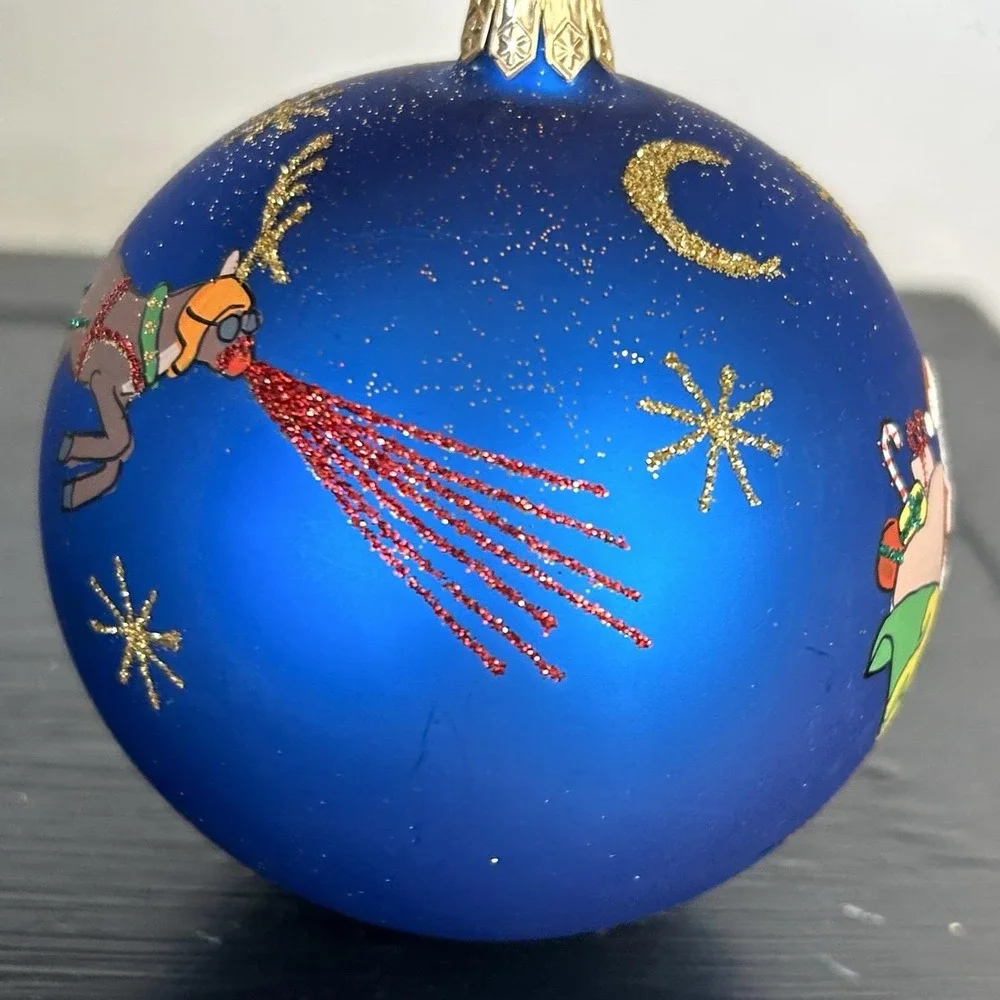 VTG Tori Richard Santa Joy Ride Ornament Christmas Holiday Boxed Handmade 3.5 In